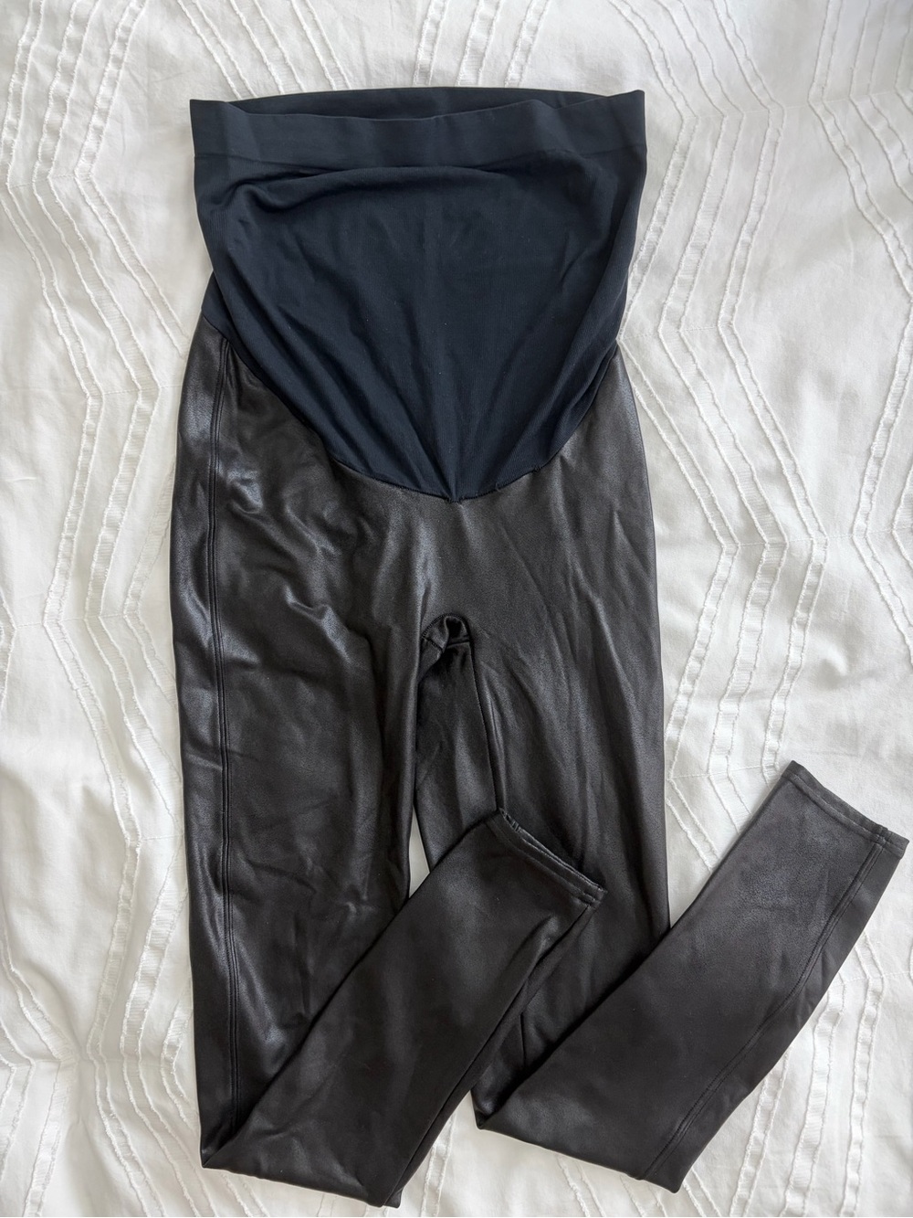SPANX Black Faux Leather Maternity Leggings